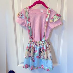 Girls size 2t outfit - bunny jumper with matching pink top